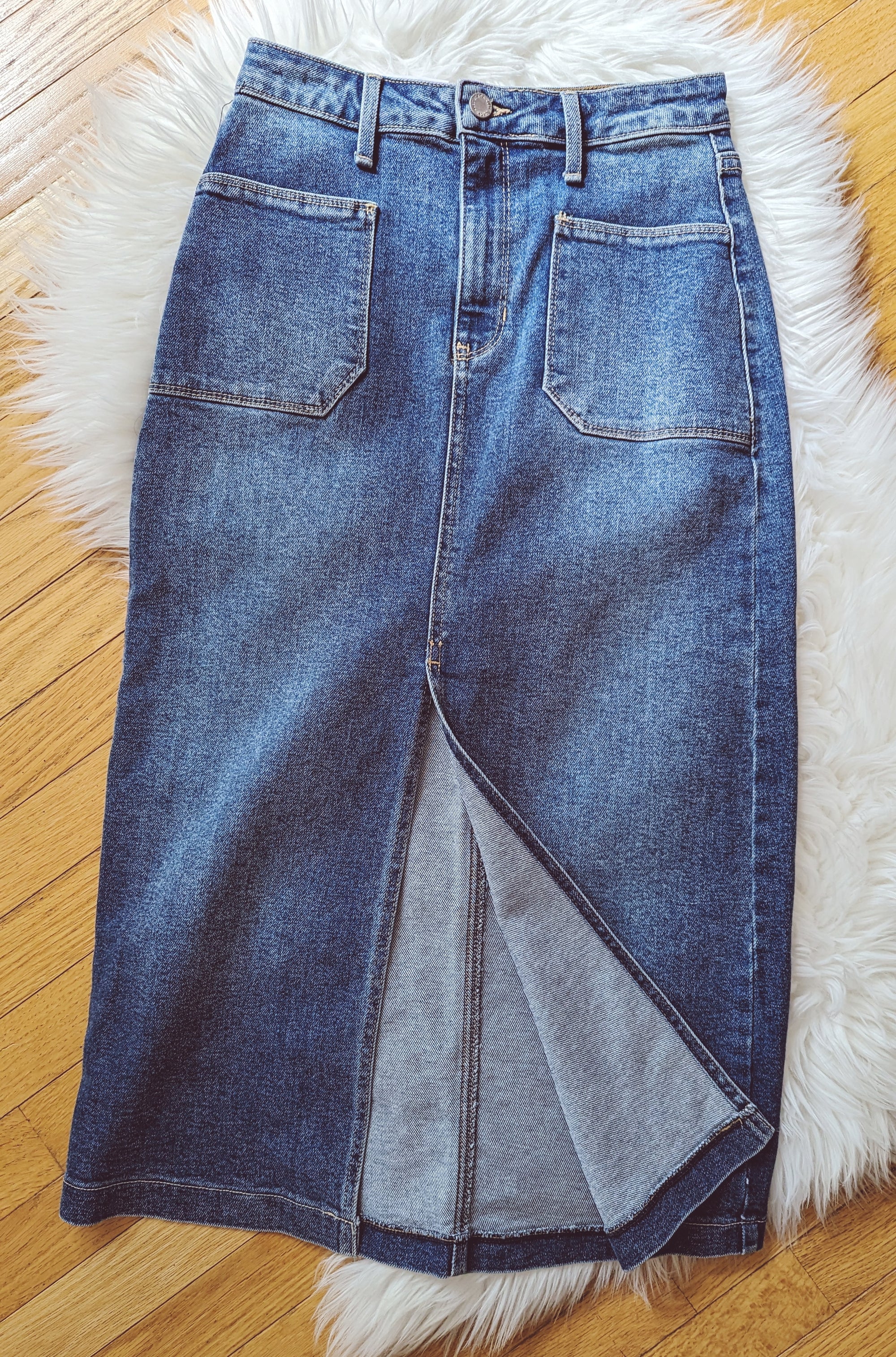 Denim Midi Utility Skirt