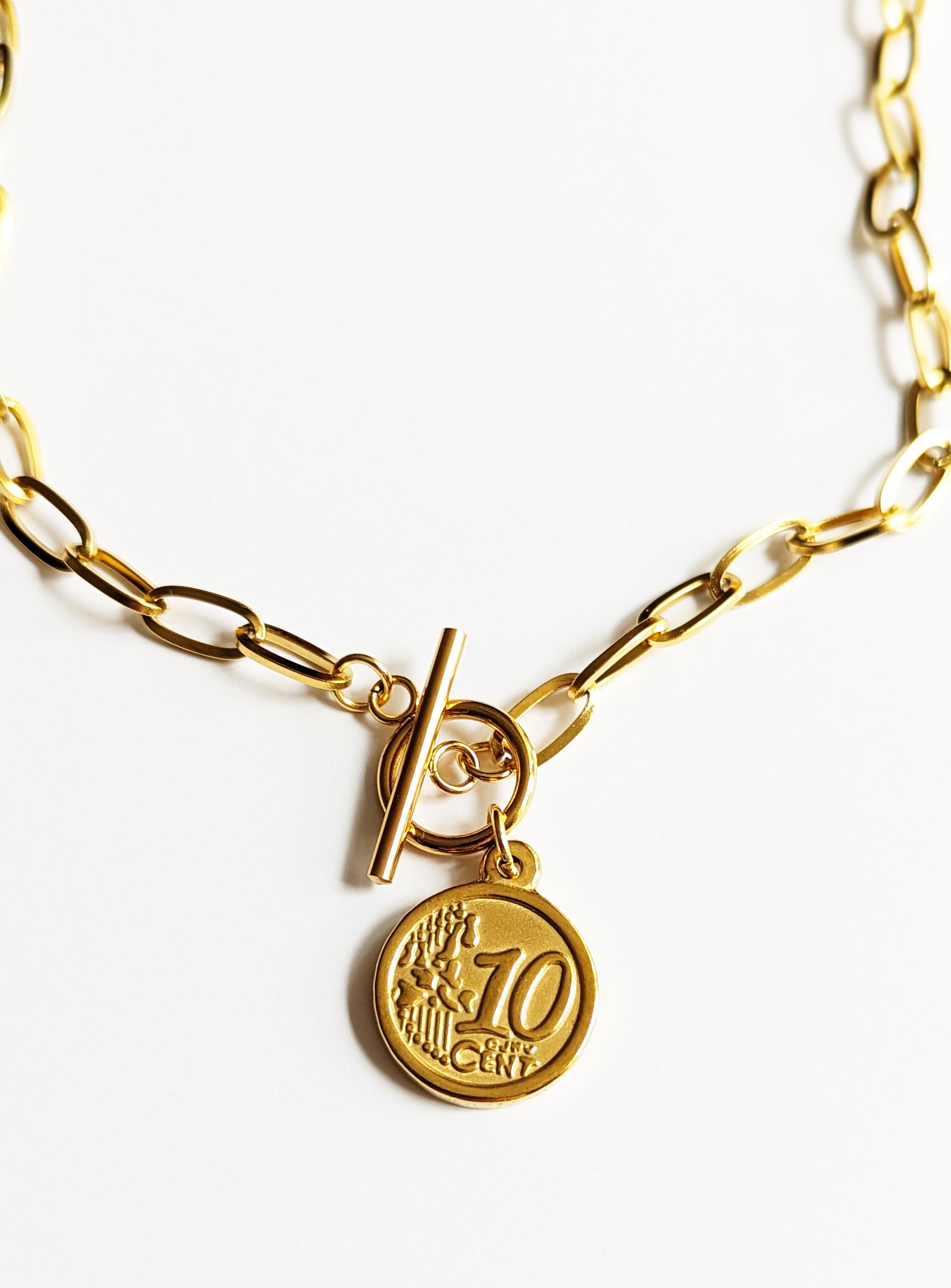 Gold Coin Toggle Necklace