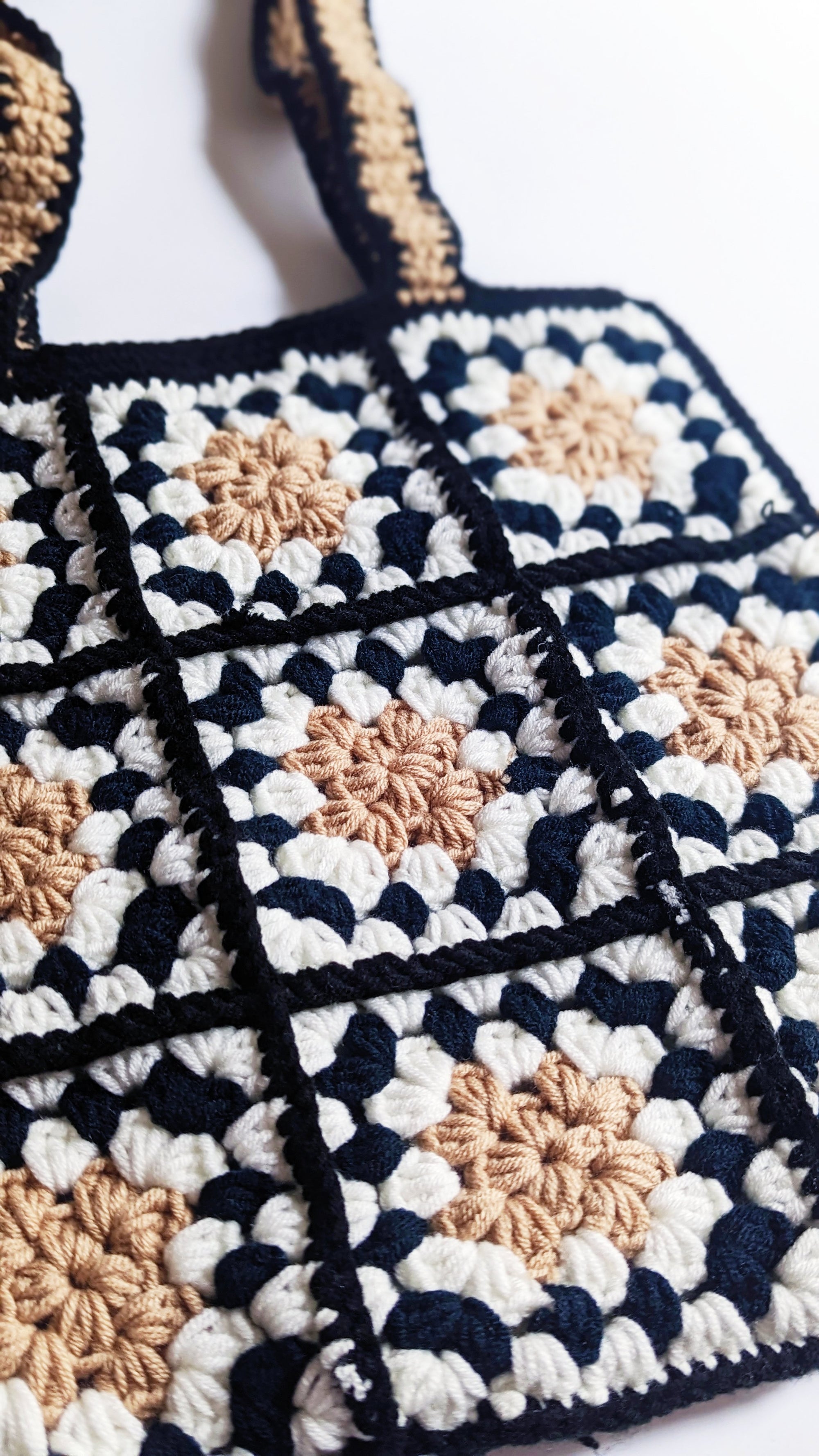 Neutral Tone Granny Square Crochet Bag