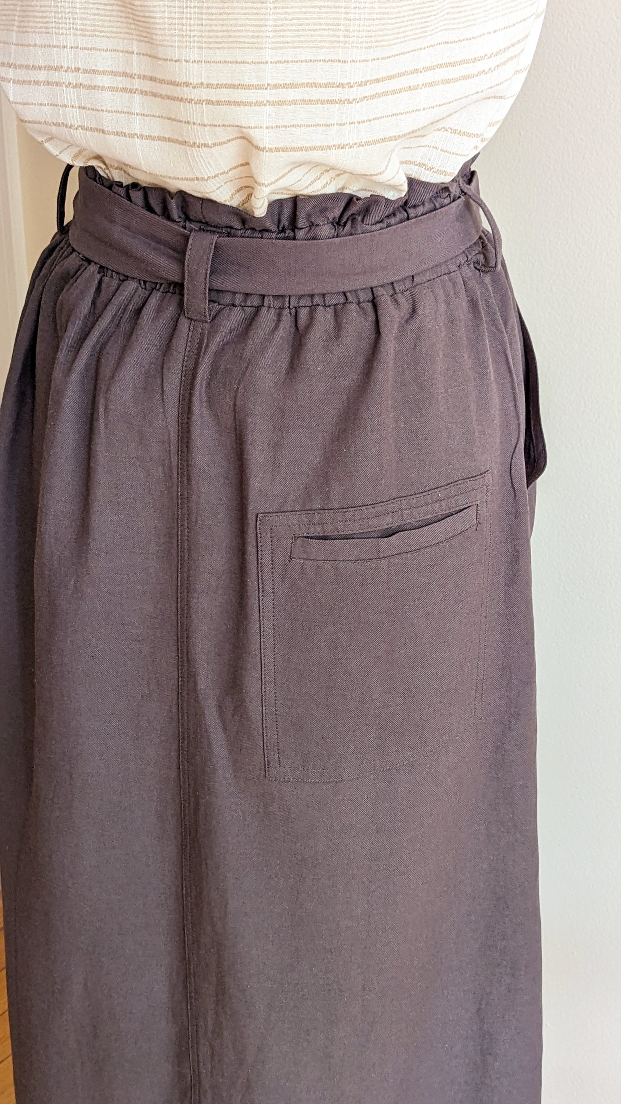 Brown Utility Skirt with Front Slit
